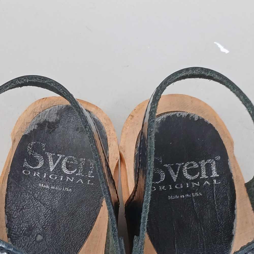 Sven Original Clog Sandals Women EU 36 US 5.5 Blue Patent Leather Wood Platform - Picture 11 of 12